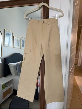 Elodie Tan Cargo Pants with Side Pockets